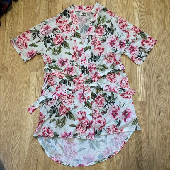 Show Me Your Mumu Floral Tie Up Belted Kimono Robe Cover-Up - Picture 3 of 6